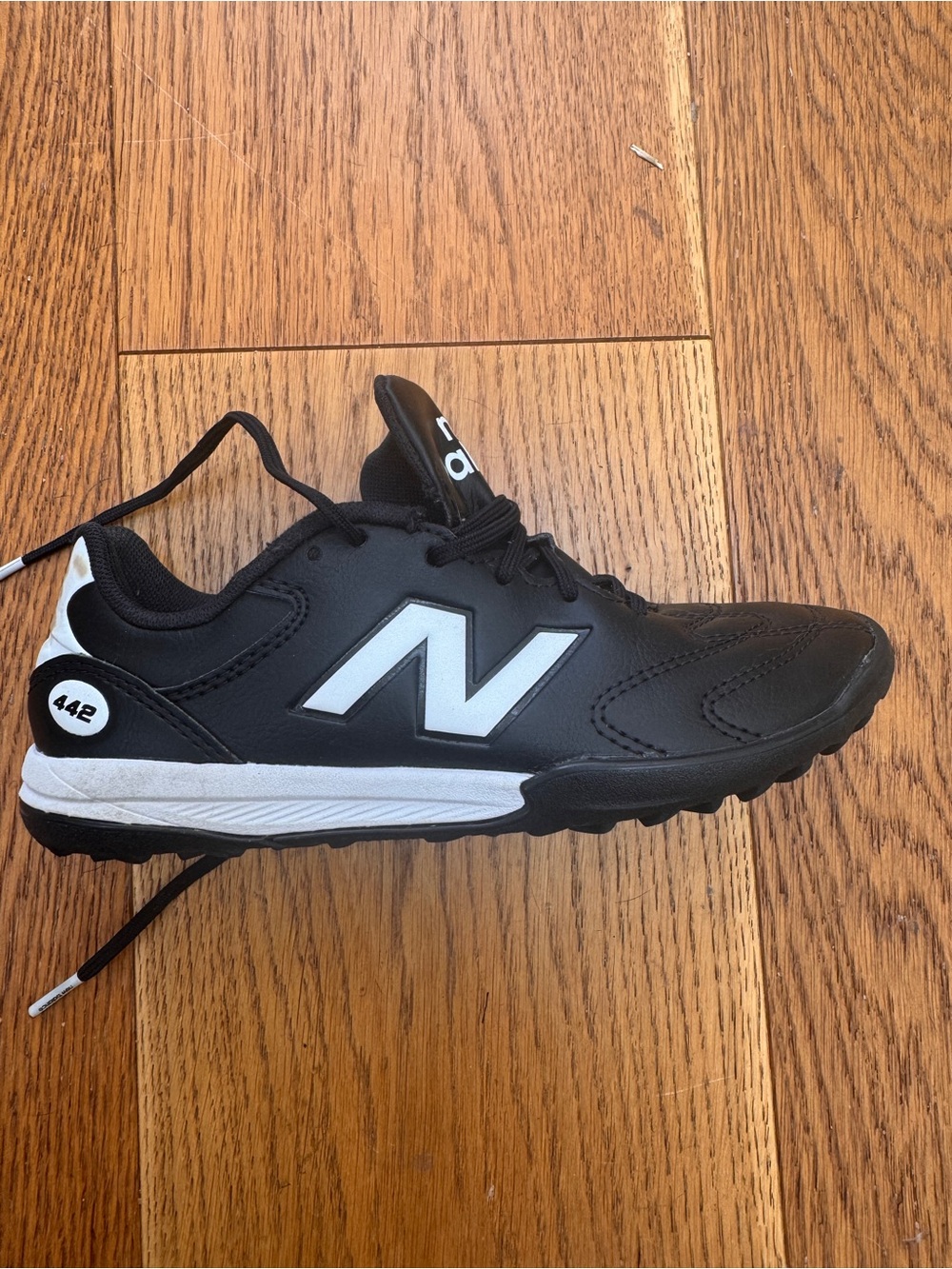 New Balance Boys Black and White Soccer Shoes - indoor